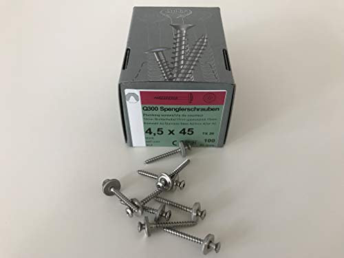 Spengler-Schrauben 100 Stück TX20 EPDM-Dichtscheiben 4,5x45mm für Trapez-Sinus 76/18 Wellplatten PMMA Acrylglas