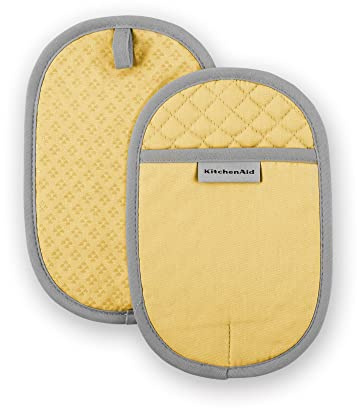 KitchenAid Asteroid Pot Holder 2-Pack Set, Buttercup Yellow, 6.5x10