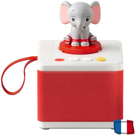 FABA – Conteur d’histoires Blanc - Conteuse pour Enfants, Enceinte Audio avec Personnage Sonore ELE l’Éléphant, Jeu éducatif avec Contes et Chansons, Enfants de 3 ans et +