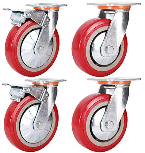 8 '' 200mm Industrielle Rollen Schwerlastrollen 1000 kg staubdicht Leise PU große schwenkrollen mit Bremse Doppellager für Möbel Mechanische Ausrüstung Werkbank Transport 4 Stück