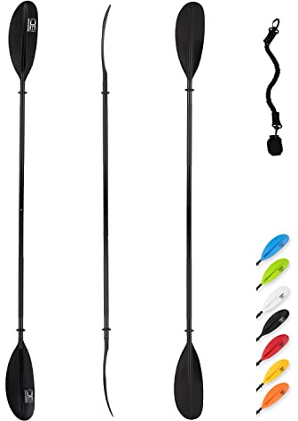 OCEANBROAD Kayak Paddle 86in/218cm Alloy Shaft Kayaking Boating Canoeing Oar with Paddle Leash 1 Paddle, Black