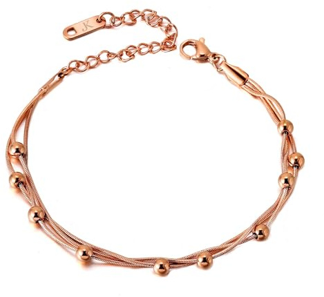 Kim Johanson Edelstahl Damen Armband *Dream* in Silber, Gold & Roségold | Armkette mit beweglichen Kugeln | Boho Schmuck | Verstellbar inkl. Schmuckbeutel