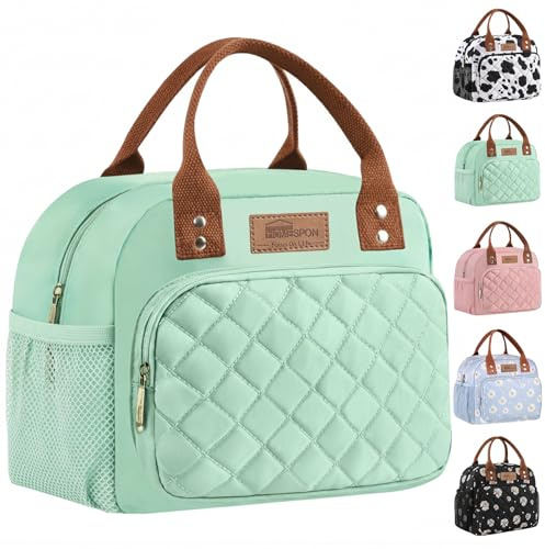 HOMESPON - Lonchera con aislamiento para mujer, hombre y adultos, con bolsillo frontal, bolsa térmica para el trabajo, picnics o viajes (Verde)