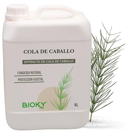 Bioky® Cola de Caballo Fungicida 5L – Preventivo y Curativo para Plantas - Muy Concentrado 30ml/L – Bioestimulante Plantas de Interior y Huerto Urbano – Controla Hongos como Mildiu, Oídio (5L)