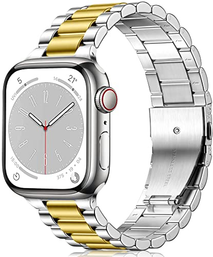 Netolo Metall Armband Kompatibel mit Apple Watch Armband 40mm 38mm 41mm 42mm, Edelstahl Ersatzarmband Kompatibel mit Apple Watch SE Armbänder - iWatch Series 11 10 9 8 7 6 5 4 3 2 1 SE 3 2 1