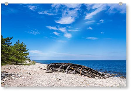 artboxONE Acrylglasbild 150x100 cm Natur Strand, Wrack, Ostsee Bild hinter Acrylglas - Bild öland Insel Kalmar län