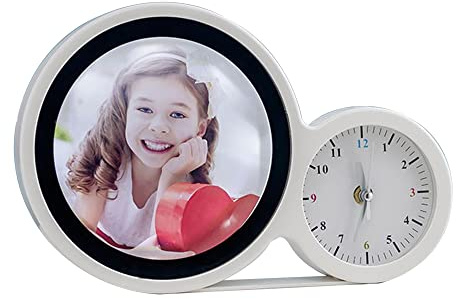 Reloj Despertador con Foto Personalizada Luz LED Reloj Despertador de Escritorio Moderno con Espejo Reloj de Aniversario Personalizado Decoración de Madera para el Hogar