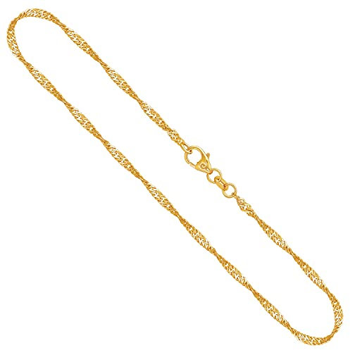 EDELIND Echtgold Kette Damen 2.2 mm, Singapurkette 333 Gold, Goldkette mit Stempel und Karabinerverschluss, Länge 55 cm, Gewicht ca. 3.7 g, Made in Germany