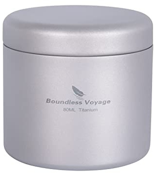 Boundless Voyage Titanium Tea Canister Ultralight Portable & Small Round Kitchen Food Storage Container for Loose Tea Ti3208D 80ml