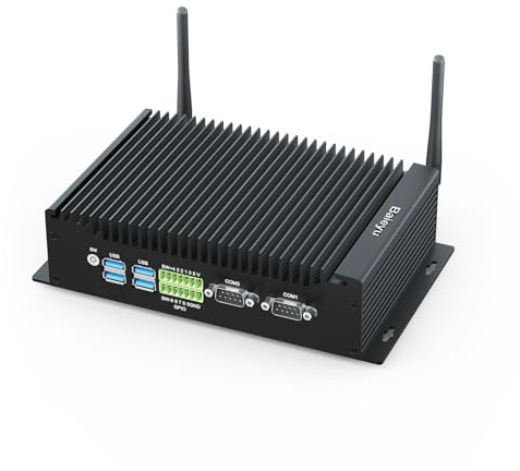 Baieyu Industrie PC Lüfterlos Core i3-10110U 8 GB DDR4 RAM 256 GB M.2 SSD | Lüfterloser Industrieller Mini PC unterstützt 4K Triple Display, GPIO, 2HD, DP, COM RS232 unterstützt RS422/RS485