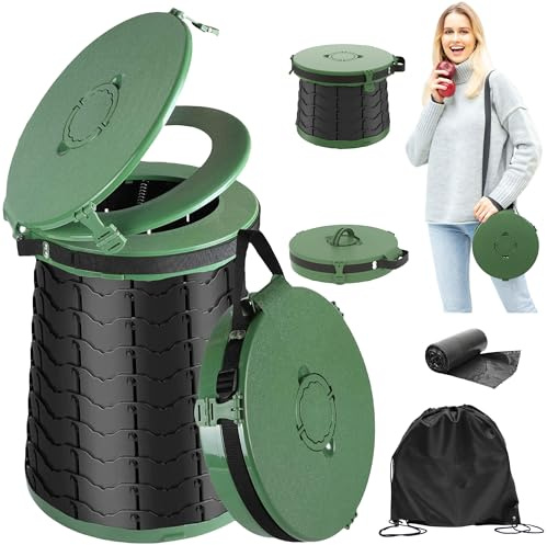 ALEVMOOM XXL Portable Toilets for Adults,Capacity 880lbs,19.7 H Adjustable Camping Toilet with Toilet Bags,Foldable Porta Potty for Camping, Hiking,Campervan,Travel,Car