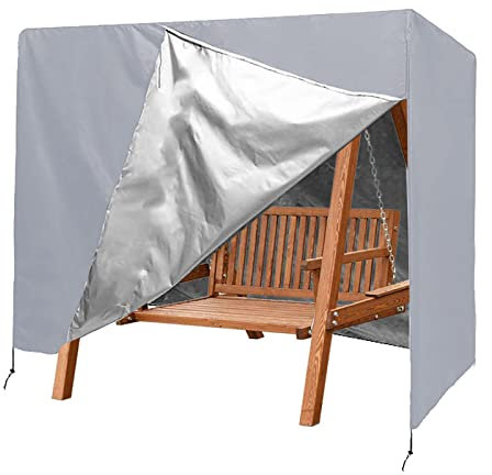 Hollywoodschaukel SchutzhüLle 2/3 Sitzer,Wasserdicht,Staubdicht,Anti-UV,ReißFest,Garten-HäNgematten-Abdeckung,Gewebe SchutzhüLle für Gartenschaukel FüR Zuhause,Garten(Size:220x125x170cm,Color:Gray)