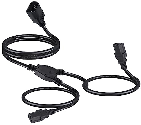 IEC320 Y Splitter extension Cable, 1m Single C14 to Dual C13 short power Y Type double Kettle Lead Splitter UPS PDU Power Extension Adapter Cable Cord for Computer, TV, PC, Monitor…