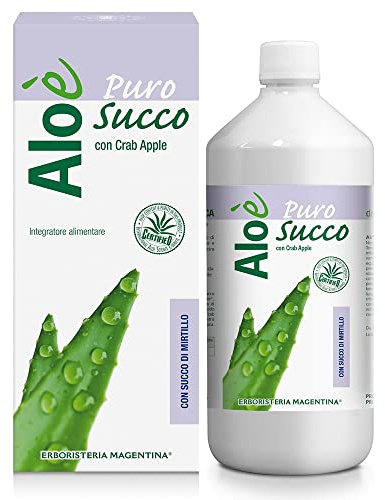 Erboristeria Magentina Aloè Puro Succo Bio 1000 ml Con Succo Di Mirtillo