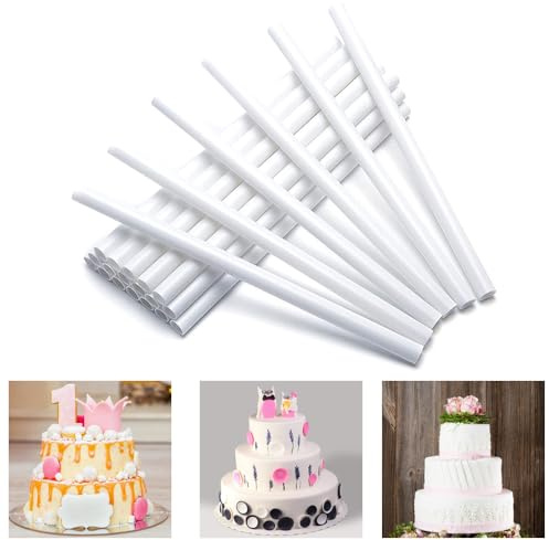 GYSRXS 24 Stück Tortenstützen Wiederverwendbar 30cm Tortenstützen für Mehrstöckige Torten Tortendübel aus Kunststoff für Mehrstöckige Torte Gestufte Kuchen Stapelung(Weiß)