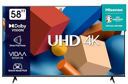 HISENSE 58A6K - TV LED 58'' (147 cm) - Ecran sans bord - 4K UHD - Dolby Vision - Smart TV - 3xHDMI 2.0