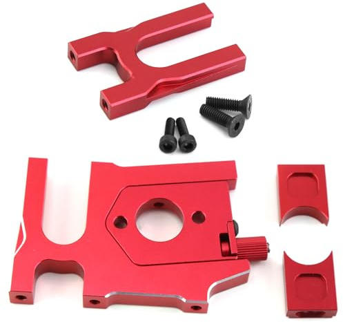 Aluminium Sliding Motor Mount and Motor Mount Plate Center Diff Mount for Arrma Kraton 6S Typhon 6S Outcast 6S Felony Talion Mojave Upgrade Parts (Red)