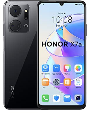 HONOR X7a Mobile Phone Unlocked, 6.74-Inch 90Hz Fullview Display, 50MP Quad Camera with 5330 mAh Battery, 4 GB+128 GB, Android 12, Black (Renewed)