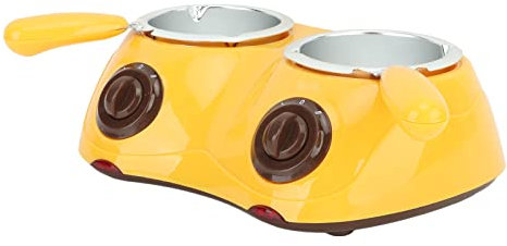 Olla para Derretir Chocolate, Juego de Fondue de Chocolate Eléctrica de Doble Caldera, Revestimiento de Aluminio, Mini Olla para Derretir Chocolate Portátil, Herramientas de Cocina(Amarillo UE)