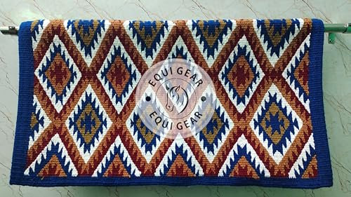 EQUIGEAR Western Show Horse Satteldecke aus neuseeländischer Wolle, Western-Design, handgefertigte Satteldecke, Wollpolster, Sensor Flex (Anpassung möglich), WI27 (36x42)