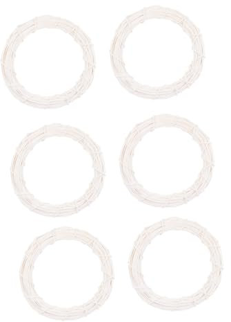 Selbstgemacht Kranzring aus Rattan, Weiß, Rund, 6 Stück