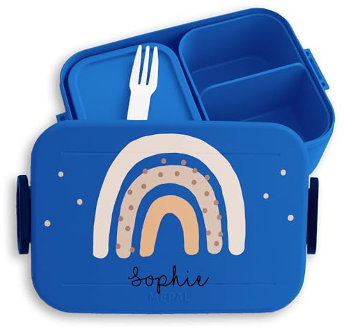 Kinder Bento Box Midi für Mepal Bentobox - Brotbox Boho Regenbogen Lunchbox Rainbow I - 900 ml - Blau - brotdose rosa vesperbox mädchen schule personalisierte geschenke kind lunchboxen vesperdose