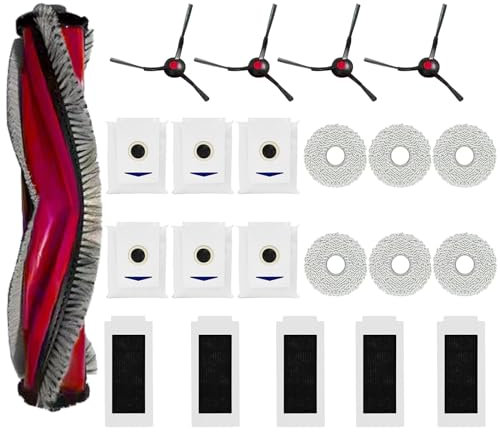 GYing 22 Stück Zubehörset für ECOVACS DEEBOT T30 PRO Omni, 1 Gummi-Hauptbürste,5 Filters,6 Wischtücher,4 Seitenbürsten,6 Staubbeutel,Farbe Rose