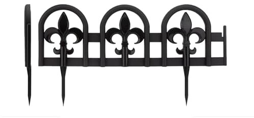 simpa 27PC Black Plastic Fleur-De-Lis Garden Lawn Decorative Edging Border. Pack of 27 panels 40cm (L) x 12.7cm (H).