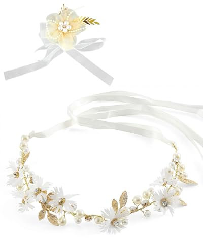 TOZBLEU 2 pcs set Copricapo da sposa con strass,Mano nuziale con fiori,per capelli Corona di Fiori Archetto Ghirlanda Floreale per il Matrimonio,gioielli da sposa fatti a mano