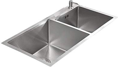 HanDpi Évier de Cuisine avec Accessoires d'évier en Acier Inoxydable 304, Double cuve à 2 bacs, pour Lave-Vaisselle à Montage sous Plan