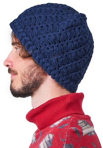 CHARM Herren Mütze aus 100% Baumwolle, handgefertigte gehäkelte Damen Mützen, Skater Slouch Beanie aus grobem Strick, Kufi-Hut für alle Jahreszeiten