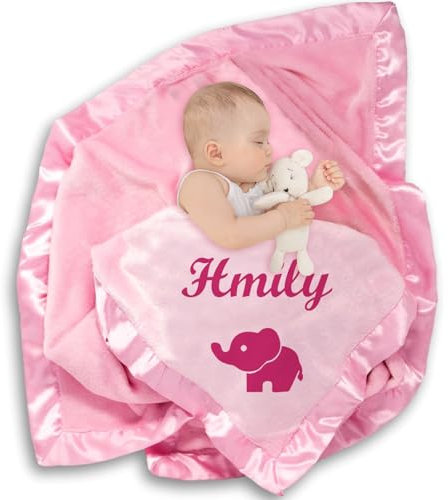 GUIRONG Personalizzata coperta per Neonato con Nome，copertina Neonato，Coperta Neonato Invernale Personalizzata，Regalo Personalizzato Neonatoragazzo, Ragazza, coperta Per Bambini Blu, Rosa