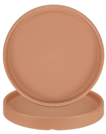M METERXITY 2-Pz Vassoio per Piante in Ceramica, Vassoio Raccogli-Acqua per Piante da 6,3, Sottovaso per Piante da Interno/Esterno/Vassoio per Drenaggio Fiori [Arancione Scuro Rotondo]
