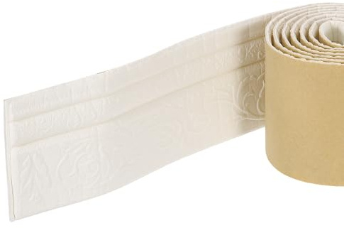sourcing map Foam Molding Trim Self Adhesive, 4Inch x 7.54ft Flexible Wallpaper Border 3D Wall Edging Lines Foam Baseboard Trim for Home Decoration, White