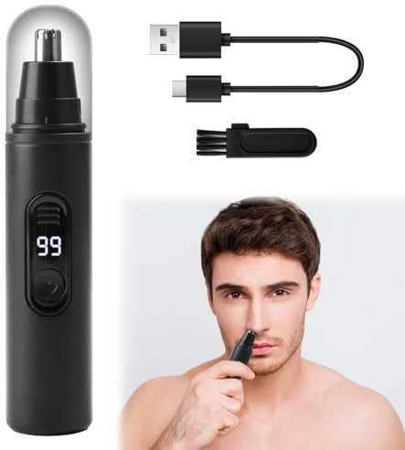 LANAFAY Nose Hair Trimmer, Ear Eyebrow Trimming Tool with Display, Ear Hair Removal Rechargeable Waterproof Easy Cleansing, Dual Edge Blades Razor Painless Ears and Nose Clipper Gifts for Man Woman