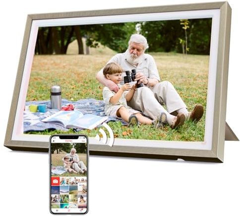 Cadre Photo Numérique 32 Go, écran Tactile Wi-FI 10,1 Pouces, HD 1280 x 800 IPS, Rotation Automatique, Partage De Photos à Tout Moment et en Tout Lieu Via l'application Frameo/Uhale, Desert Gold