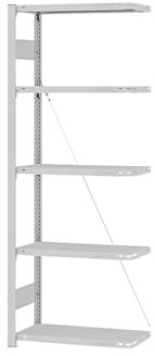 eurokraft | Steckregal | Bauart leicht | einseitig | HxBxT 2000 x 750 x 300 mm | grau | Anbauregal