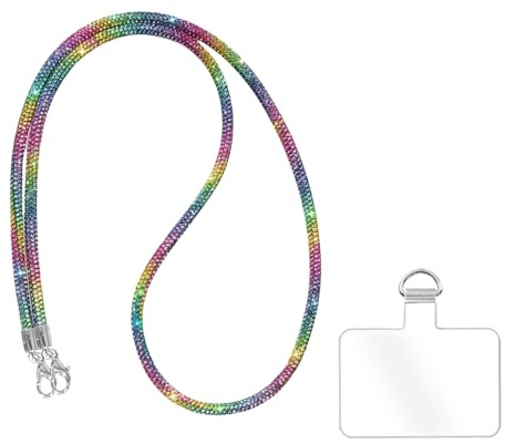 FloralGrace Umhängekette mit Glitzer Strass, Telefon Lanyard, langes Hängeband, Handy Seil, Anti Drop Handykette, Handy Kette, Kurz Handyanhänger(Farbe 68CM)
