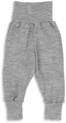 Engel Baby-Hose Lang mit Nabelbund & Mulltuch Blaubaer | Wolle Seide Pumphose flauschig und hautfreundlich | Merino Schurwolle kbT mulesing-free | natürlich und temperaturregulierend Winter & Sommer