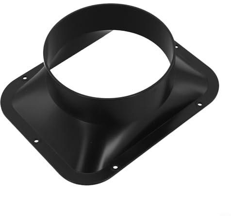 FUBESK Connettore a flangia per montaggio a parete, adattatore lungo per tubo del ventilatore, da quadrato a rotondo, per condotto di ventilazione della cucina (150 mm)