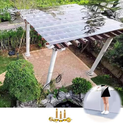 Plaques de toiture en polycarbonate transparent avec protection UV – Idéal pour auvents extérieurs, auvents, serres, abris de jardin et abris de voiture – Facile à couper 0,8 x 8 m