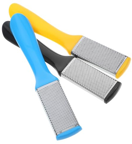 Lijadora de Pies 3 Piezas de Acero Inoxidable para Callos | Acabado en Acero Inoxidable, Agarre Cómodo, Exfoliación Delicada, Pack de 3 Unidades para Pedicura