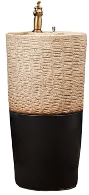 Lavabo sur colonne Lavabo sur pied en céramique autoportant avec robinet et kit de vidange