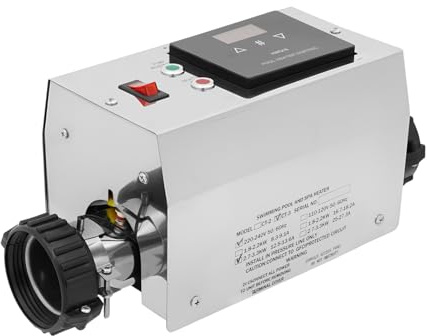 WAPHOERTE 3000W Wärmepumpe Pool Elektrisch Wärmetauscher Pool-Thermostat SPA-Temperaturregler, Tauchheizer für Schwimmbäder und SPA-Pools