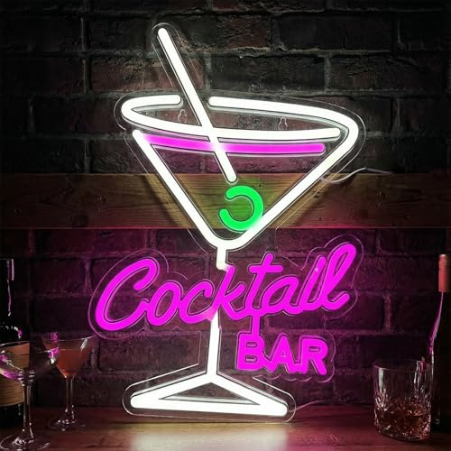 BRICH Personalisiertes Neon Schild Cocktail Bar LED Leuchtschild für Wanddekoration, perfekt für Bar, Homebar, Club, Restaurant, Ladenschild und Cocktail-Dekoration - neon schild personalisiert, cockt