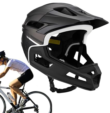 Full Face Mountain Bike Helmet, Adult Mountain Bike Helmet Men Women, Adjustable Cycling Protective Head Gear with Ventilation for Adults Riders Bikers Cyclists Women Beginners Professionals