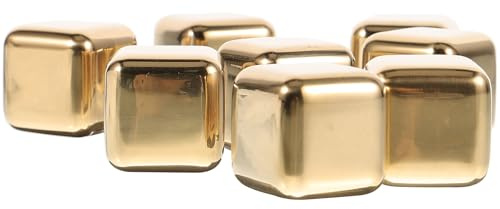 Alipis Piedras de Whisky de Acero Inoxidable 304 Cubitos de Hielo Metálicos Reutilizables Color Dorado Pack de 8 Unidades para Enfriar Whisky Vino y Cerveza Aptos para Bar y