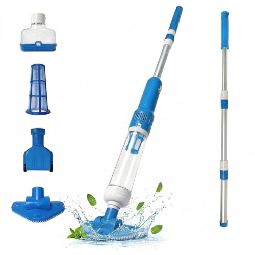 Bostar 2026 Neu 3 in 1 Poolsauger Akku mit Teleskopstange, 35L/min Kabelloser Poolreiniger Handstaubsauger mit Filter Tragbarer Pool Bodensauger für Kleine Pools Spa
