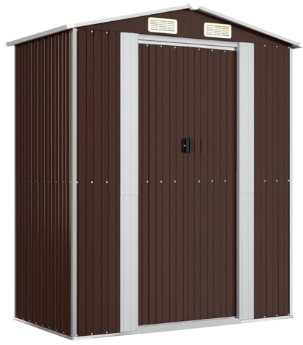 Generico Capanno da Giardino Marrone Scuro 192x108x223cm Acciaio Zincato,Casa e Giardino,Prato e Giardino,Vita all'aperto,Strutture da Esterno,Casette da Giardino,Marrone,41.28 kg,319273