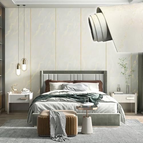 STCERY Autocollants Muraux en Tissu À Coller, Épaisseur 5 Mm, Papier Peint Isolant Phonique Et Thermique, Et Décoratif, pour Les Murs Irréguliers, Abîmés Ou Percés(White)